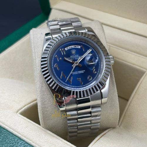 Role_x Day Date Arabic Silver/Blue Watch