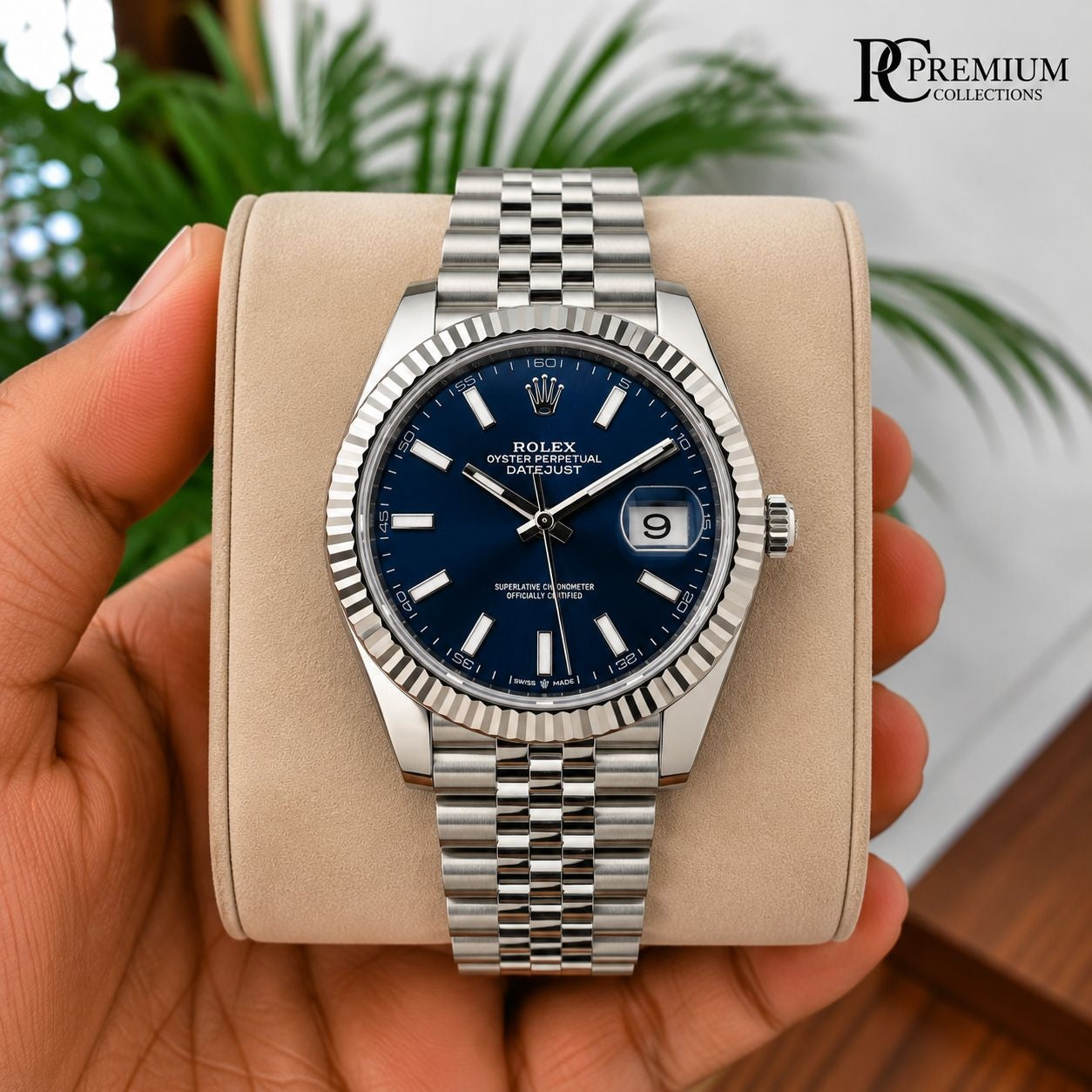 Role_x Date Just Silver/Blue Watch