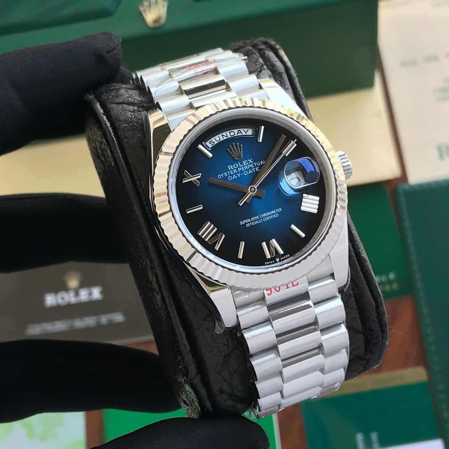 Role_x Day Date Silver/Blue Watch