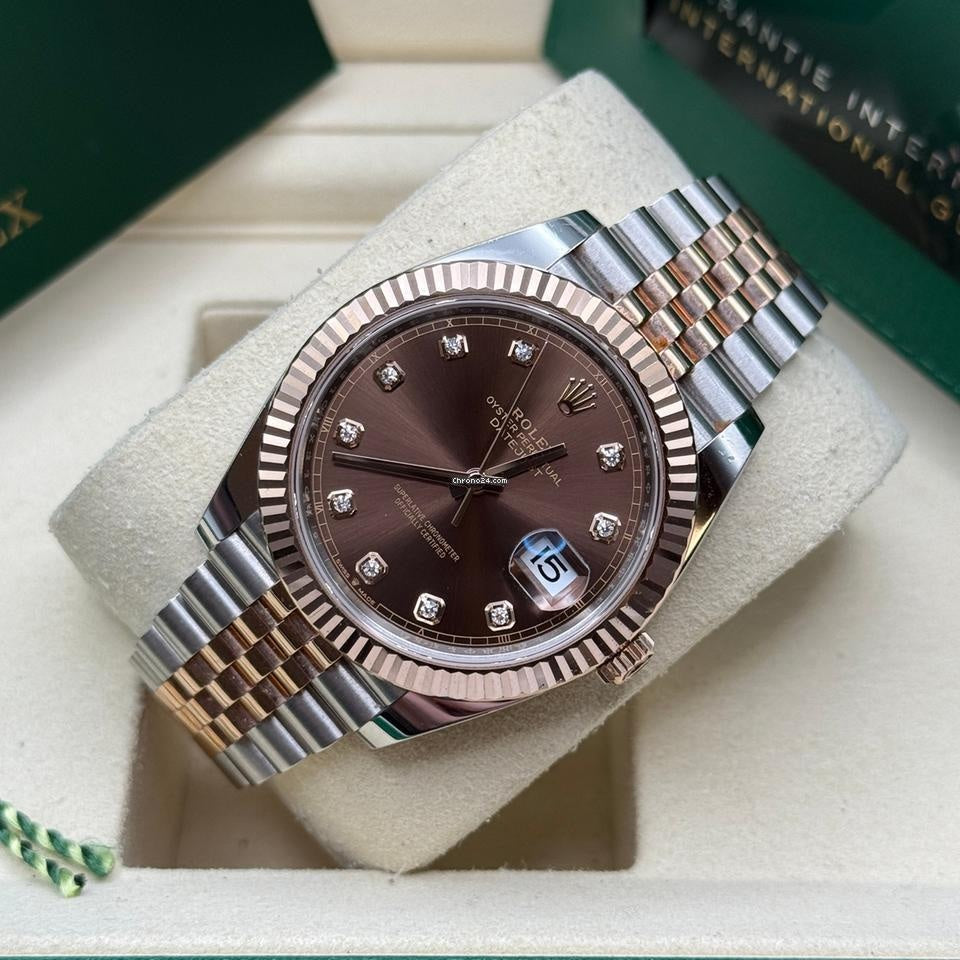 Role_x Date Just 2Tone Brown Diamond Watch