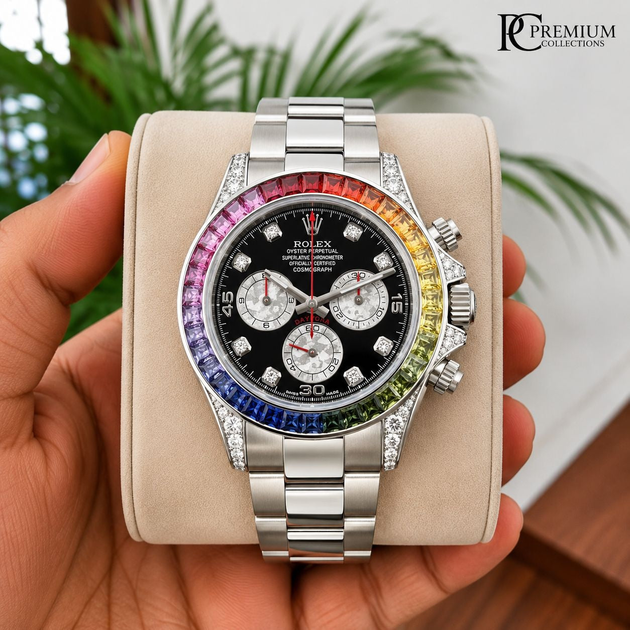 Role_x Daytona Rainbow Silver Watch