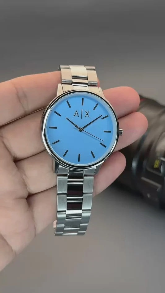 AX Exchange Signature Silver/Sky Watch