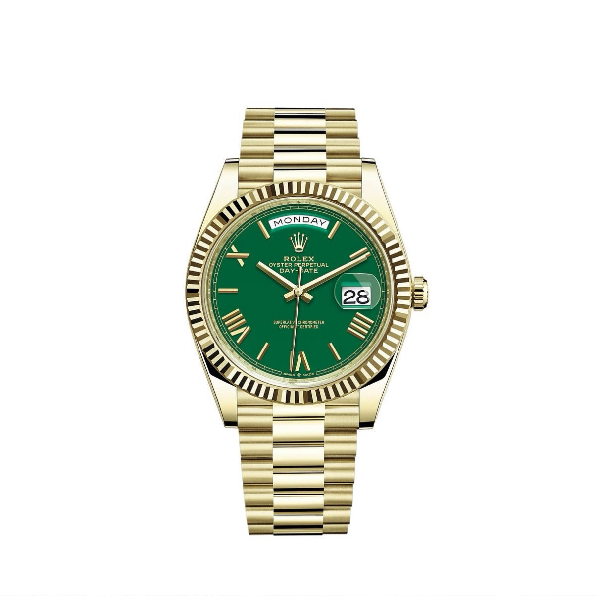 Role_x Day Date Gold/Green Watch