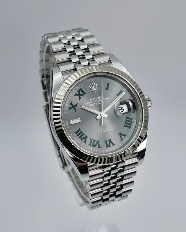 Role_x Date Just Silver Roman Watch