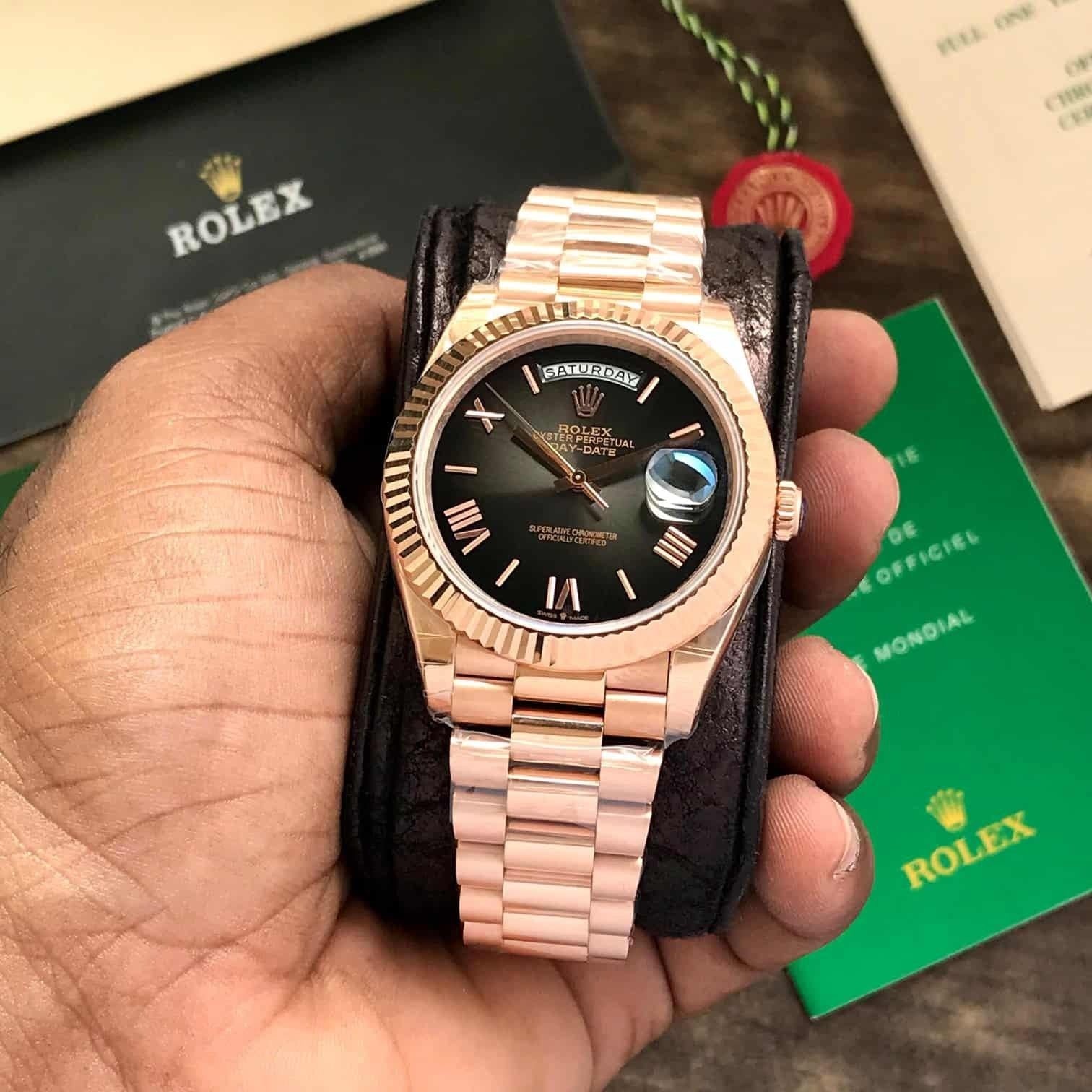 Role_x Day Date Rose Gold/Black Watch