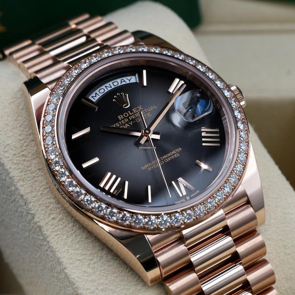 Role_x Day Date Rose Glod Diamond Watch