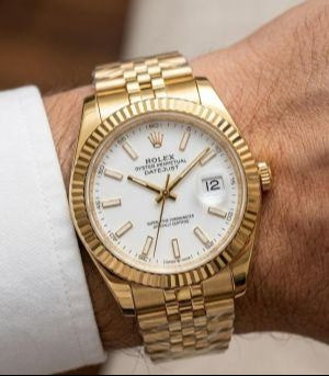 Role_x Date Just Gold-White Watch
