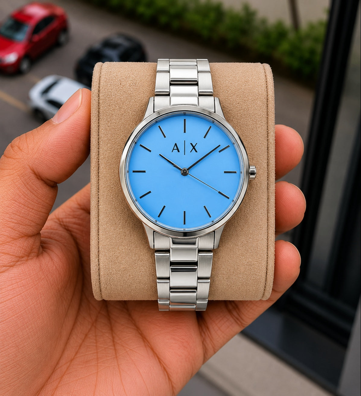AX Exchange Signature Silver/Sky Watch