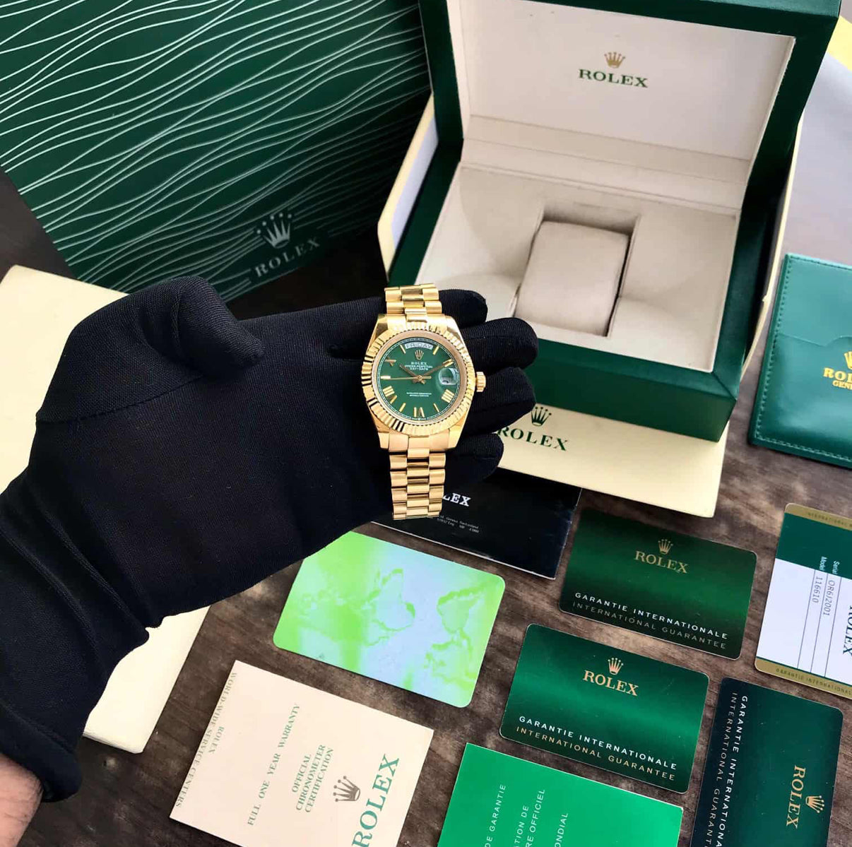 Role_x Day Date Gold/Green Watch