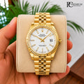 Role_x Date Just Gold-White Watch