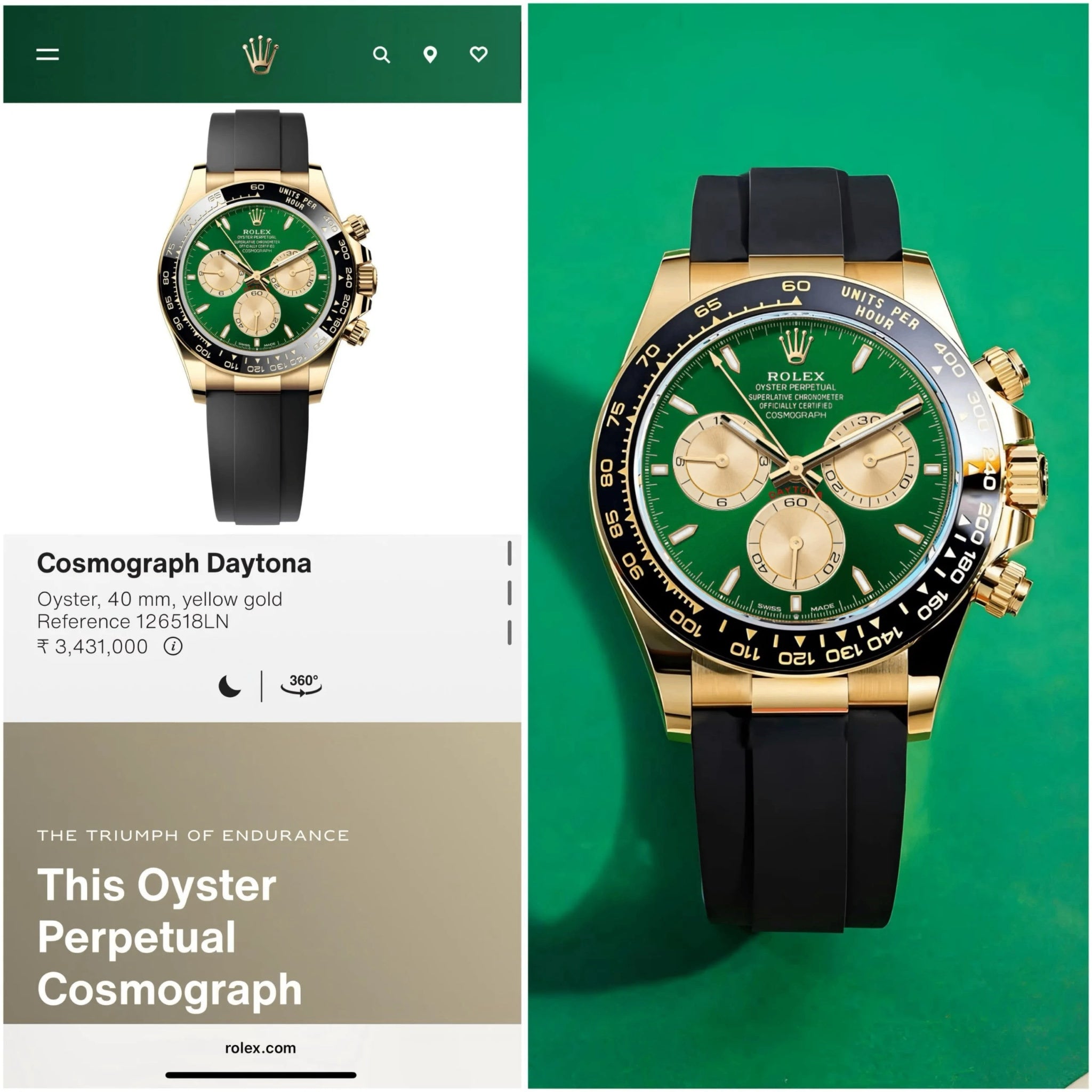 Role_x Daytona Gold/Green Belt Watch