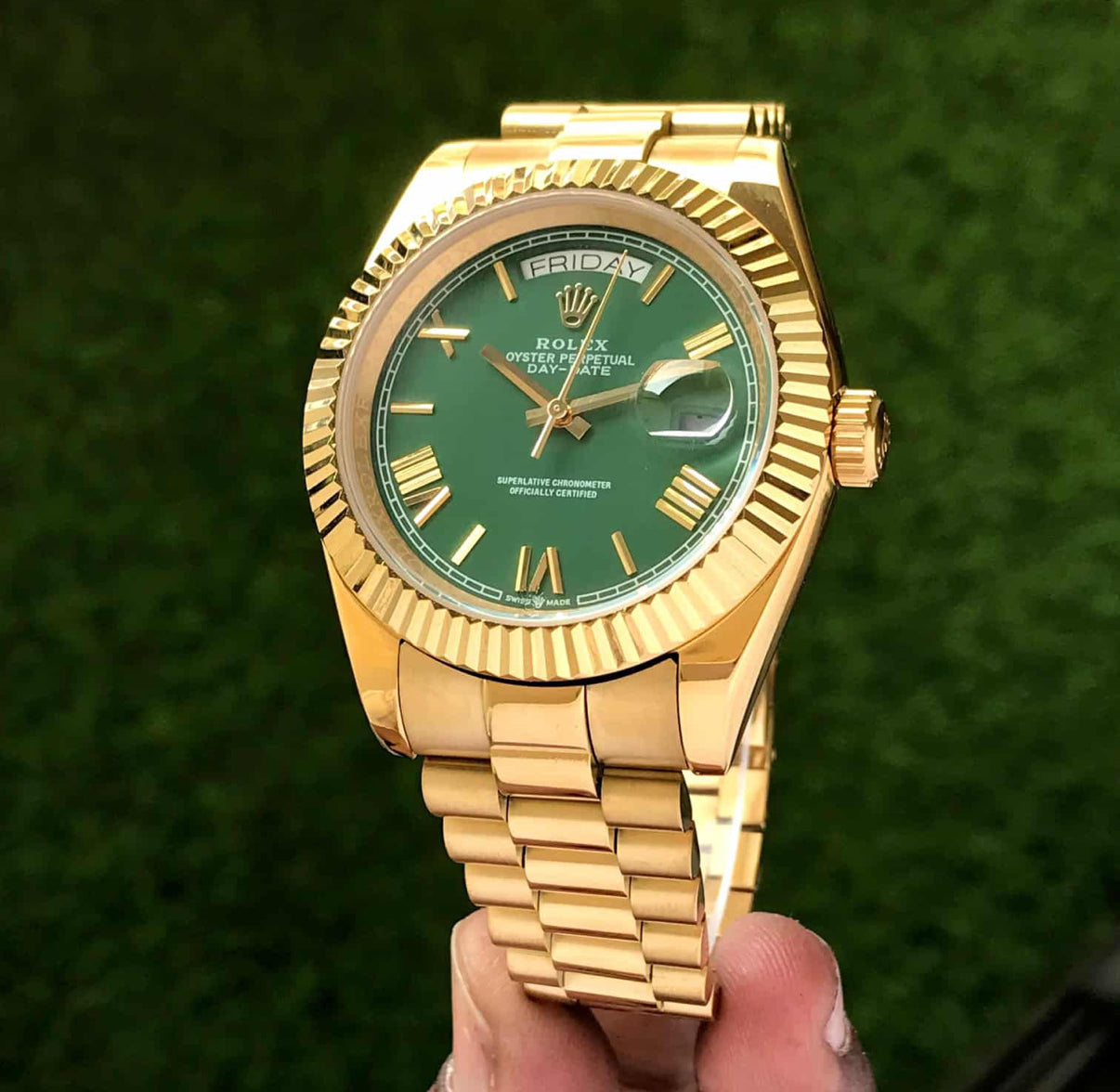 Role_x Day Date Gold/Green Watch