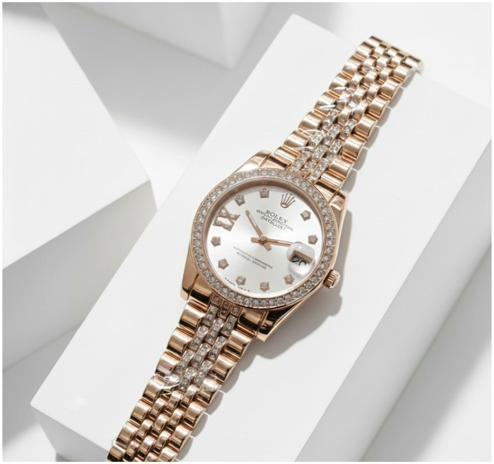 Role_x Date Just Copper-White Ladies Watch