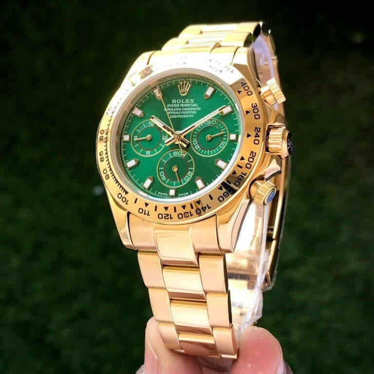 Role_x Daytona Gold/Green Chain Watch