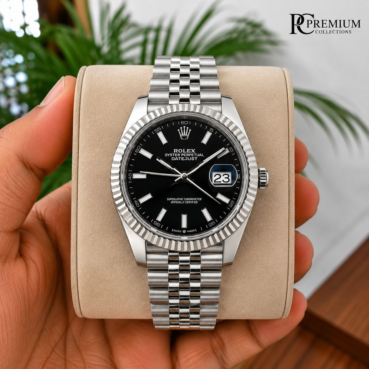 Role_x Date Just Silver/Balck Watch
