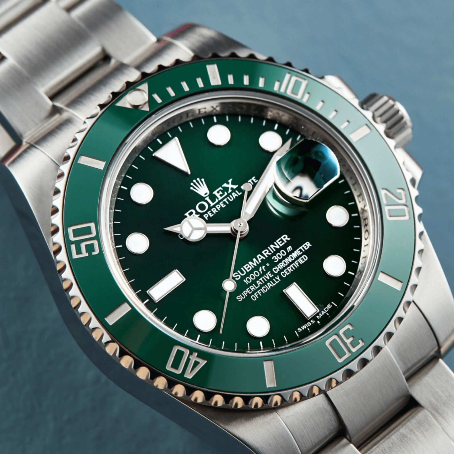 Role_x  Submarine Silver/Green Watch