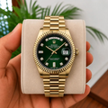 Role_x Day Date Gold/Green S-Diamond Watch