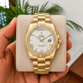 Role_x Day Date Gold/White Watch