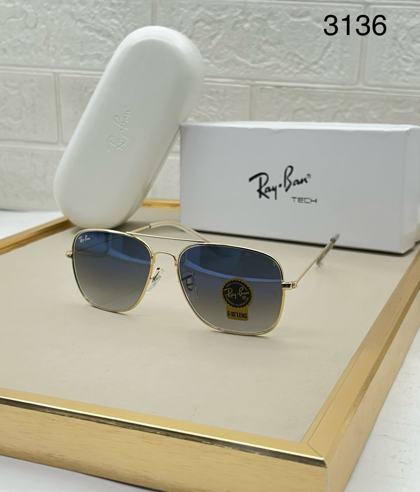 Ray-Ban Unisex Gradient Blue Lens Square Sunglasses