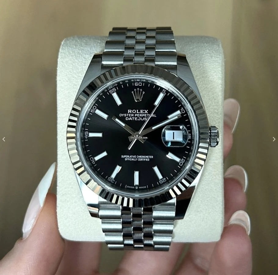 Role_x Date Just Silver/Balck Watch