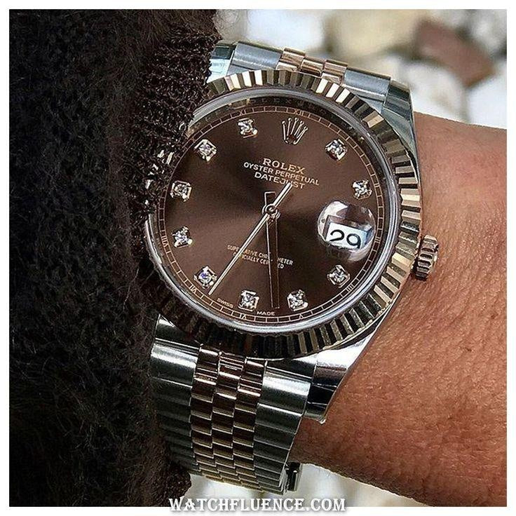 Role_x Date Just 2Tone Brown Diamond Watch