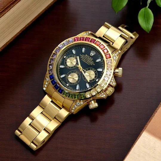 Role_x Daytona Raimbo Gold Watch
