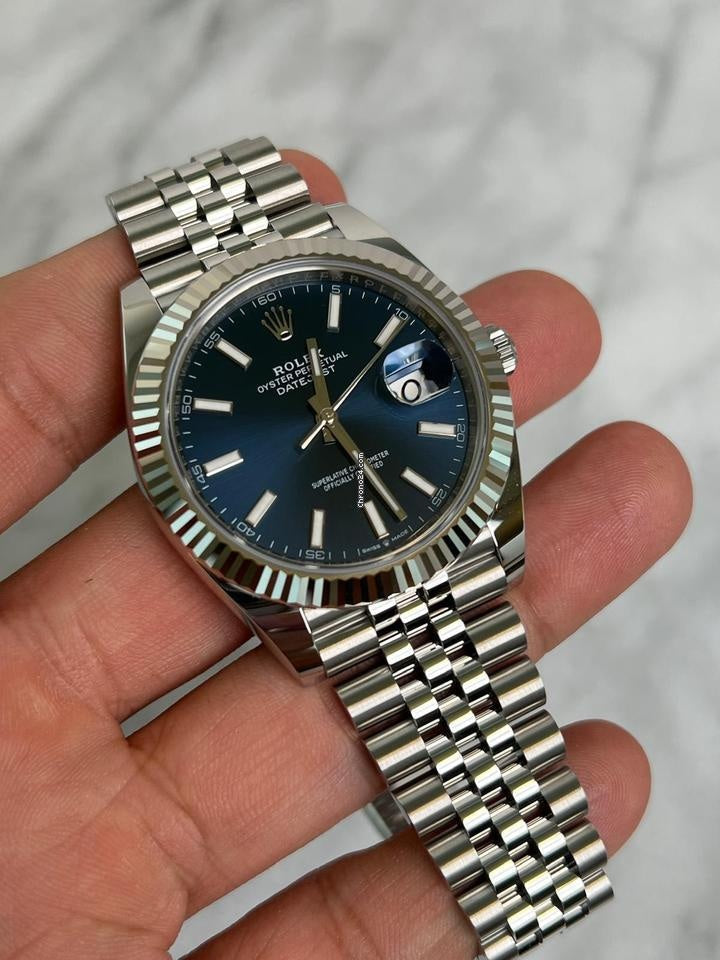 Role_x Date Just Silver/Blue Watch