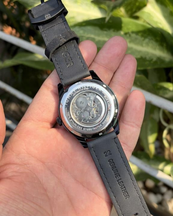 Tommy_hilfiger Automatic Leather Black-Silver-Black