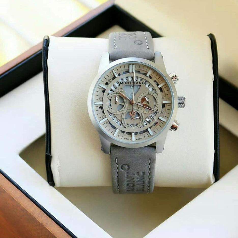 Mont Blan_c Grey Leather Watch