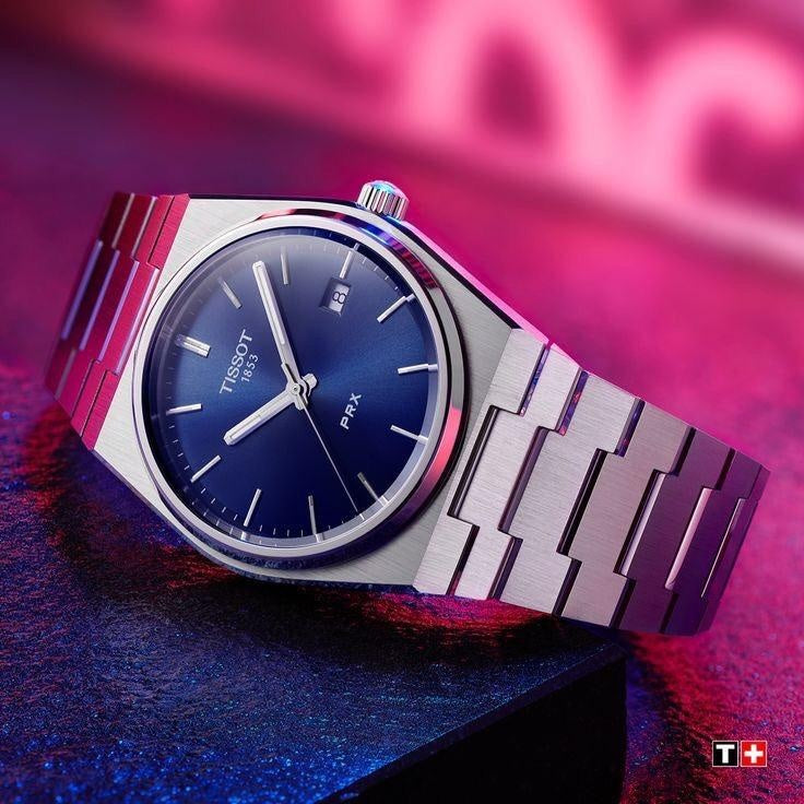 Tisso_t Prx Silver/Blue Watch