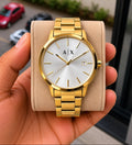 AX Exchange Signature Gold/White Watch