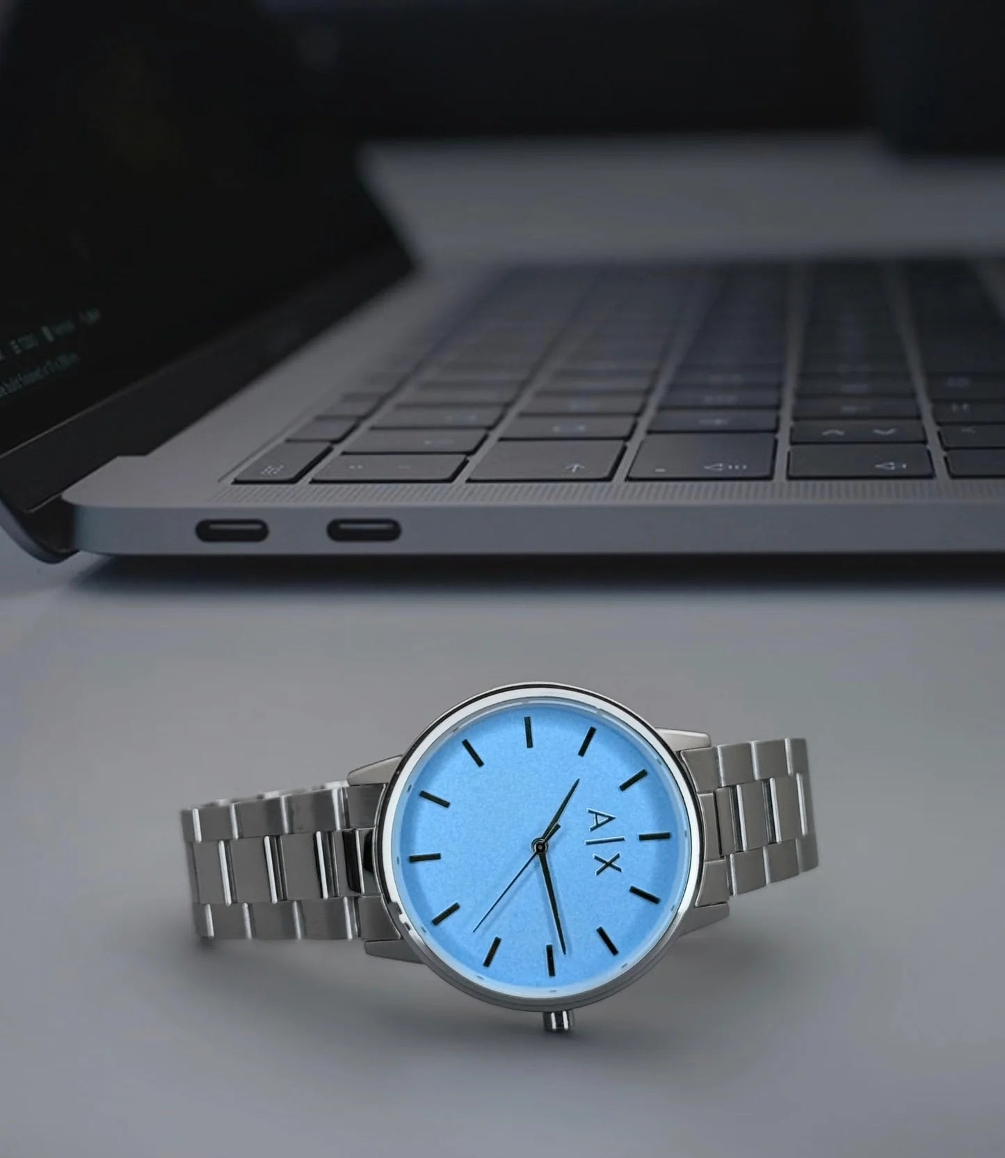 AX Exchange Signature Silver/Sky Watch