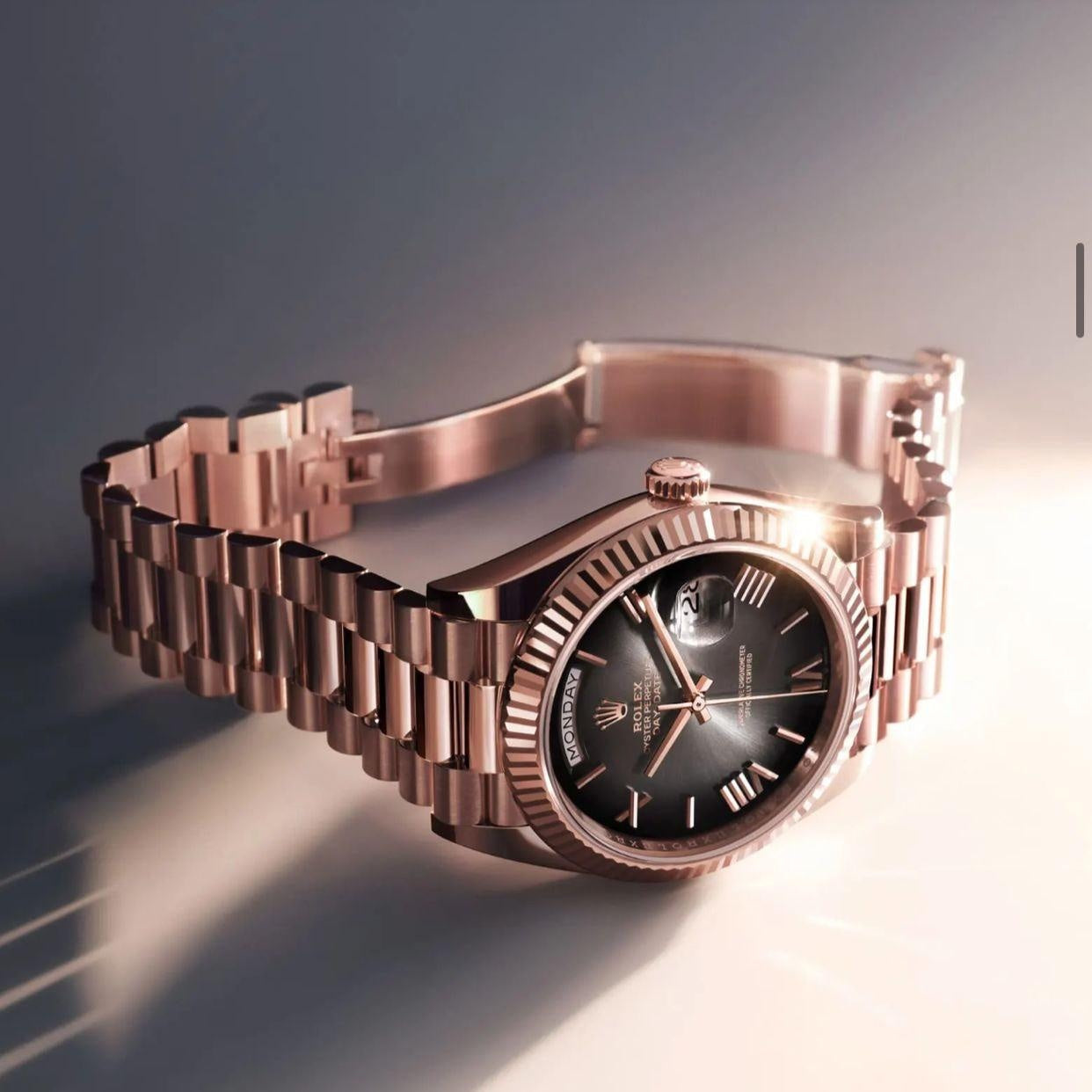 Role_x Day Date Rose Gold/Black Watch