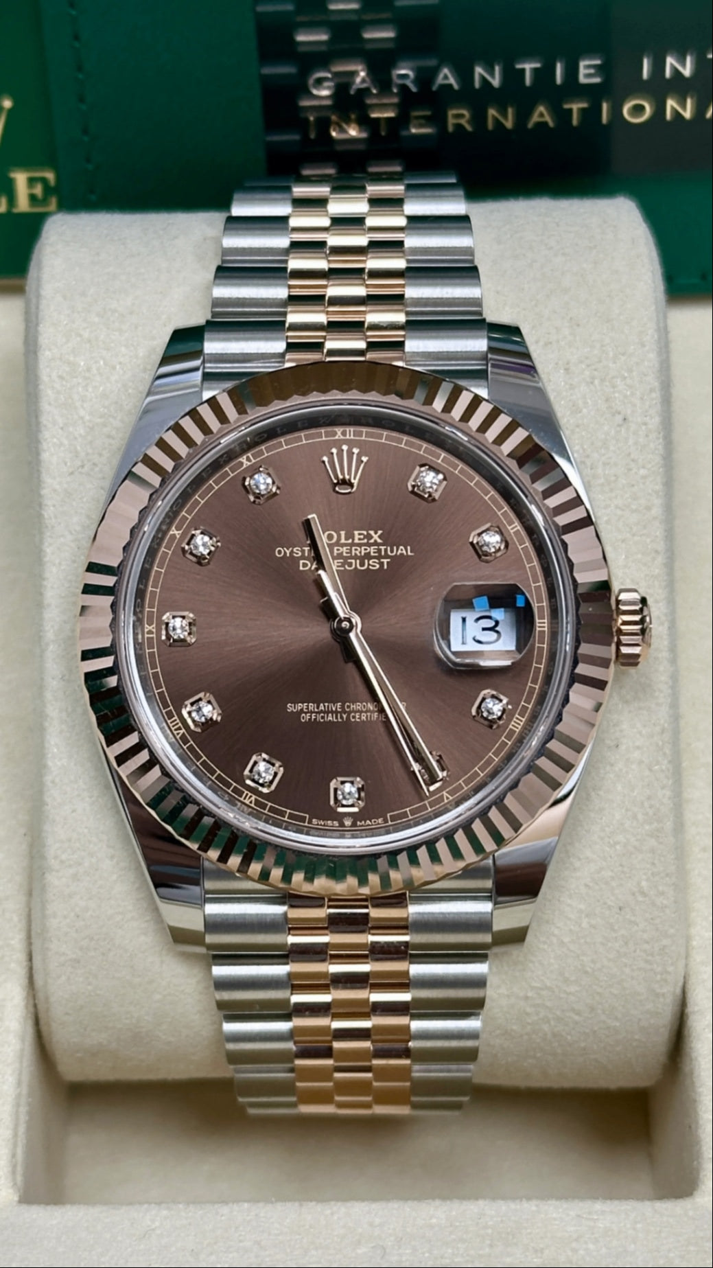Role_x Date Just 2Tone Brown Diamond Watch