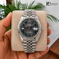 Role_x Date Just Silver Roman Watch