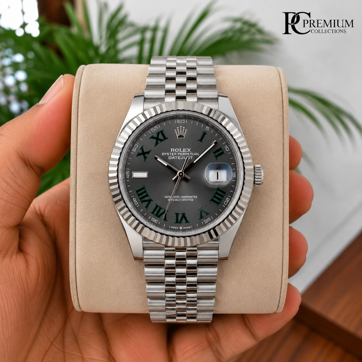 Role_x Date Just Silver Roman Watch