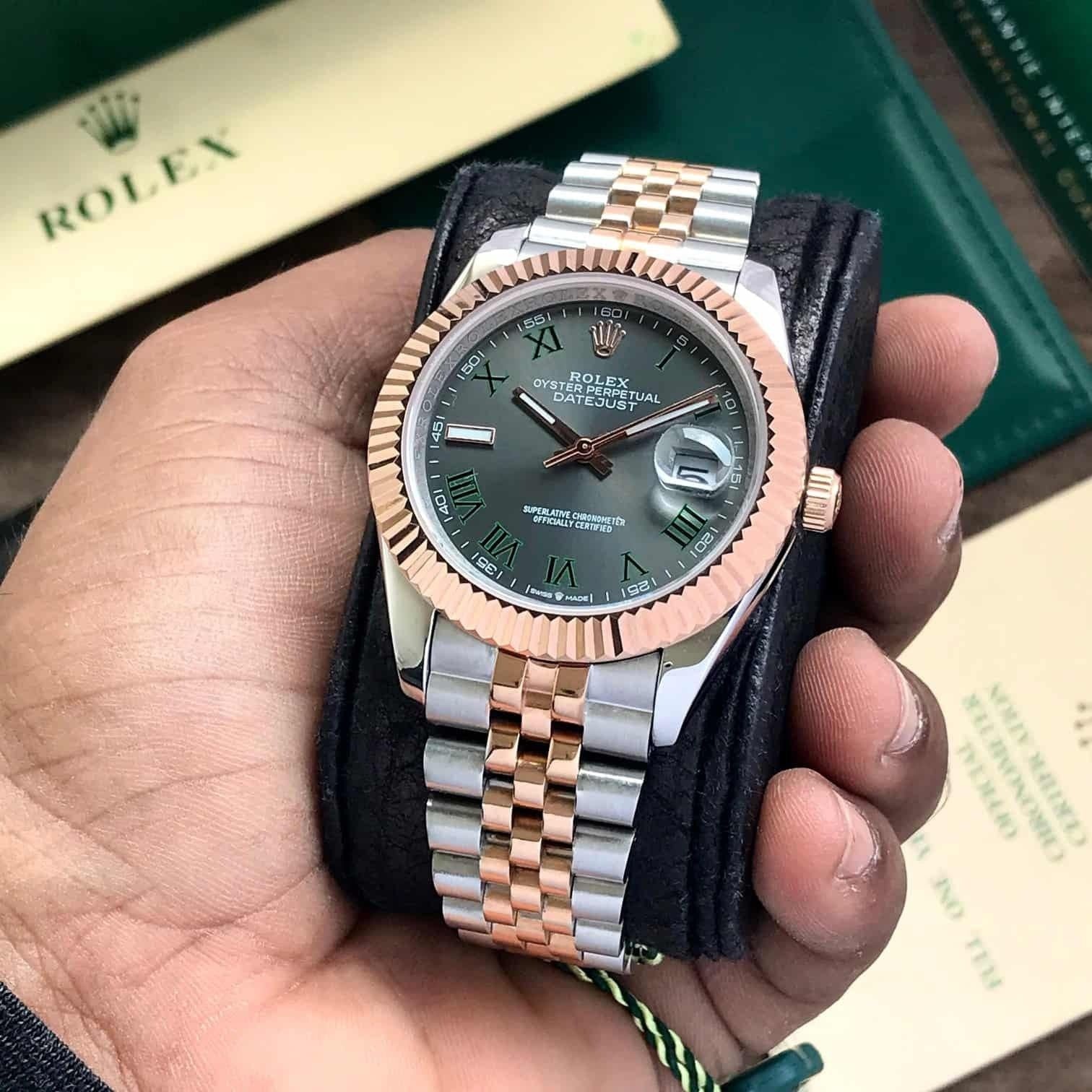Role_x Date Just Rose Gold Roman Watch