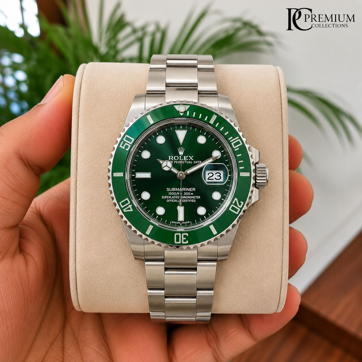 Role_x  Submarine Silver/Green Watch