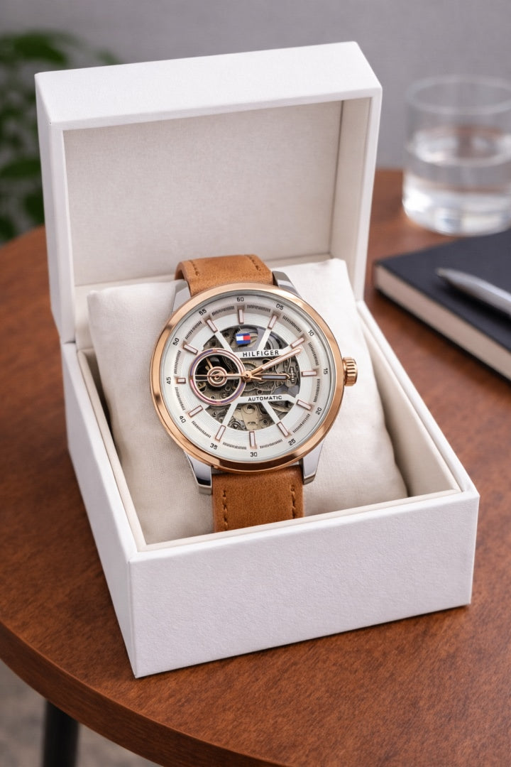 Tommy_hilfiger Automatic Leather LightBrown-Copper-White