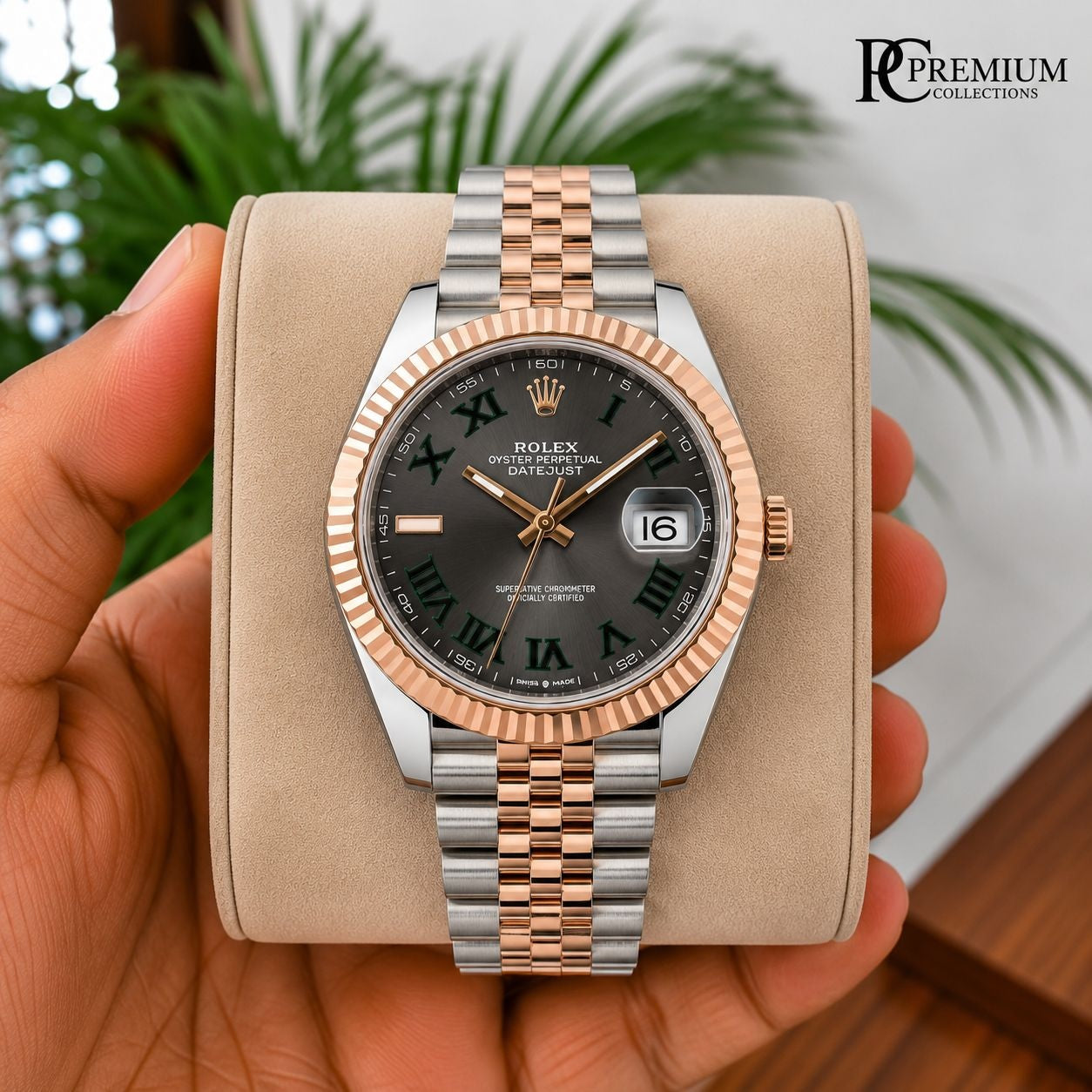 Role_x Date Just Rose Gold Roman Watch