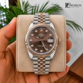 Role_x Date Just 2Tone Brown Diamond Watch