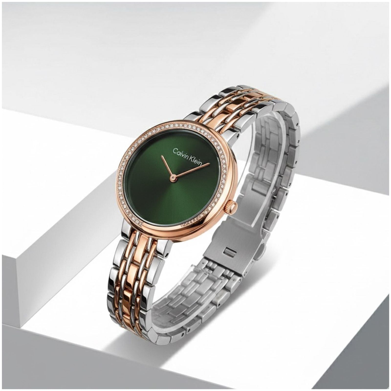 Calvi_n Klein Twisted Bazel Tu-Ton Green Watch