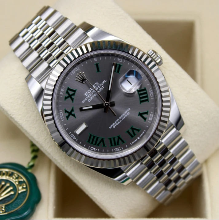 Role_x Date Just Silver Roman Watch