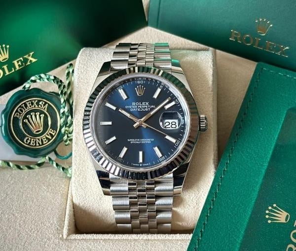 Role_x Date Just Silver/Blue Watch