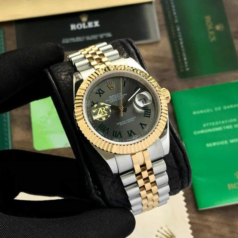 Role_x Date Just Gold Roman Watch