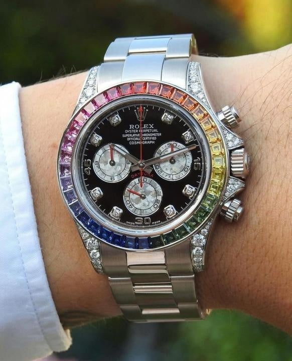 Role_x Daytona Rainbow Silver Watch