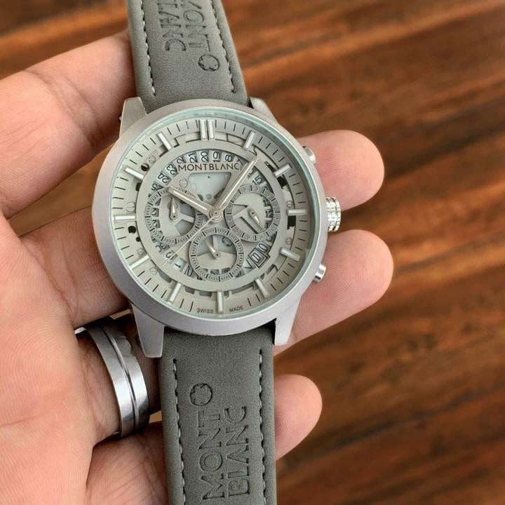 Mont Blan_c Grey Leather Watch